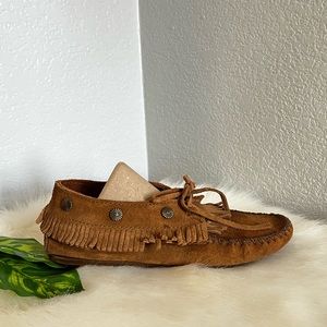 Minnetonka classic fringe studded ankle boot